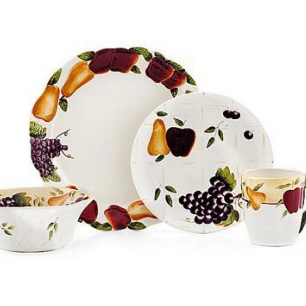 Home Interiors White and Red Dinnerware Set for Elegant Dining